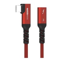 Coaxial 雷电3全功能数据线 弯头红编织  0.2米