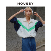 MOUSSY 摩西 早秋美式复古撞色运动拉链立领短外套028FA730-5030