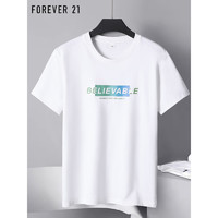 FOREVER 21 短袖t恤男夏季时尚半袖圆领男士宽松休闲印花上衣 白色08款 3XL码