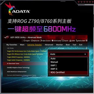 XPG威刚龙耀LANCERDDR5内存条RGB灯条华硕ROG联名特挑海力士A-die颗粒台式电脑用ROG联名款丨6600MHz丨CL32丨16G*2