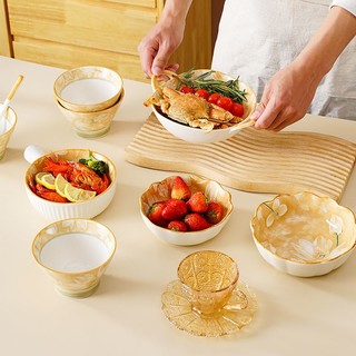 国风芳华陶瓷釉下彩饭碗家用餐具高颜值一整套碗盘套装