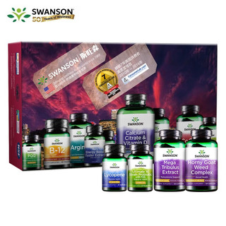 Swanson斯旺森玛卡淫羊藿刺蒺藜+成人益生菌+淫羊藿玛咖+番茄红素睾酮素男性礼盒装24年3月到期 红色