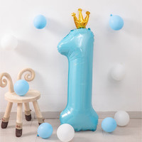 OUNIZI 欧妮姿 生日装饰周岁场景布置数字气球浪漫惊喜告白儿童派对蓝色皇冠1