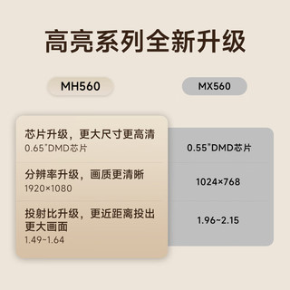 明基（BenQ）MH560高清投影仪 投影家用 投影办公（1080P高清 3800流明 10W音响）