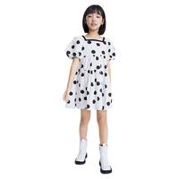 Annil 安奈儿 女童短袖波点印花裙子 EG323119F278 白底花150cm