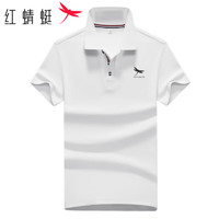 红蜻蜓 短袖t恤男纯色休闲时尚简约印花polo舒适透气上衣打底衫 白色 L