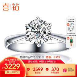 SEAZA 喜钻 喜嫁系列 R0096 女士六爪18K白金钻石戒指 30分 SI F-G