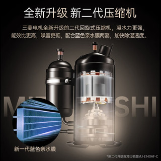 GAC MITSUBISHI 广汽三菱 三菱（MITSUBISHI）除湿机家用日本抽湿机抽湿器卧室除湿器干衣吸湿去湿MJ-E140AR-C MJ-E140AR-C