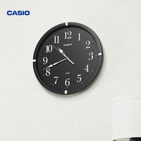 CASIO 卡西欧 挂钟客厅创意家用钟表简约圆形壁钟卧室扫秒时钟 挂墙石英钟表 IQ-88-1PF黑色