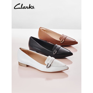 Clarks 其乐 女鞋莱纳系列春乐福鞋豆豆鞋时尚方跟搭扣舒适单鞋 白色 建议拍小半码 37.5
