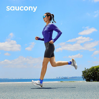 saucony 索康尼 啡鹏3冲金时刻跑鞋女马拉松跑步鞋竞速碳板运动鞋白金35.5