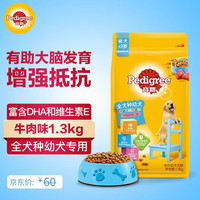 Pedigree 宝路 幼犬狗粮全犬种泰迪柯基金毛拉布拉多通用 牛肉味1.3kg