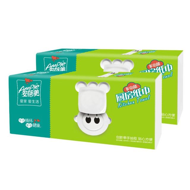 Ample 安蓓美 厨房用纸抽纸整箱9包 家用吸油纸巾擦手纸 2层80抽吸水纸