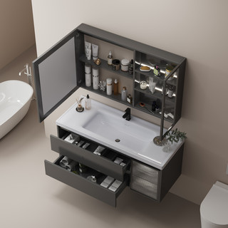 欧罗芬智能陶瓷一体盆浴室柜简约洗漱台洗脸盆组合