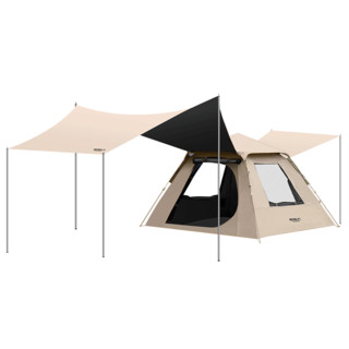 帐篷户外折叠便携式天幕野营过夜露营加厚防雨黑胶装备全套