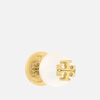 TORY BURCH 女士水晶珍珠耳钉 - 象牙色/金色