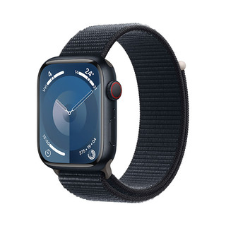 Apple 苹果 Watch Series 9 智能手表 GPS+蜂窝网络款 45mm 黑色铝金属表壳 午夜色回环式运动表带