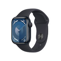 PLUS会员：Apple 苹果 Watch Series 9 智能手表 GPS款 41mm 午夜色 橡胶表带 S/M