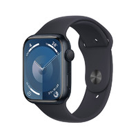 京东百亿补贴、PLUS会员：Apple 苹果 Watch Series 9 智能手表 GPS款 45mm 午夜色 橡胶表带 M/L
