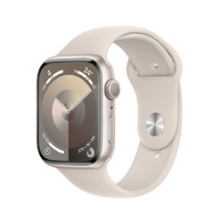 Apple 苹果 Watch Series 9 智能手表 GPS款 45mm 星光色 橡胶表带 M/L