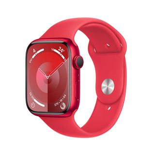 Apple 苹果 Watch Series 9 智能手表 GPS款 45mm 红色 橡胶表带 S/M