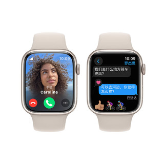 Apple 苹果 Watch Series 9 智能手表 GPS+蜂窝网络款 45mm 星光色铝金属表壳 星光色橡胶表带 S/M
