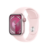 Apple 蘋果 Watch Series 9 智能手表 GPS+蜂窩網絡款 41mm 粉色鋁金屬表殼 粉色橡膠表帶 S/M