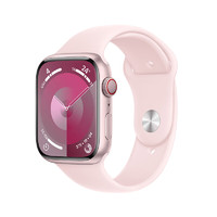 Apple 苹果 Watch Series 9 智能手表 GPS+蜂窝网络款 45mm 粉色铝金属表壳 粉色橡胶表带 M/L