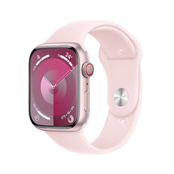 Apple 苹果 Watch Series 9 智能手表 GPS+蜂窝网络款 45mm 粉色铝金属表壳 粉色橡胶表带 S/M