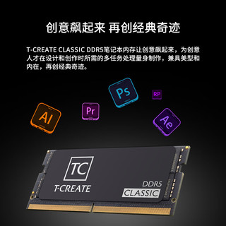 Team 十铨 开创者 DDR5 5600MHz 笔记本内存 马甲条 黑色 16GB