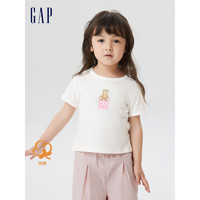 Gap女幼童夏季LOGO纯棉运动短袖T恤712891儿童装户外 白色 110cm(5岁)
