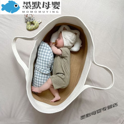 霏皖 婴儿提篮外出便携式宝宝手提篮新生儿出院篮子车载睡篮床 卡其色加米色婴儿篮（不包含垫