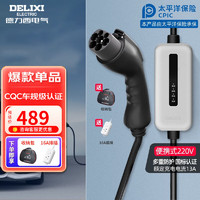 DELIXI 德力西 电动汽车充电枪便携式220V充电桩家用13A/16A多车型适用充电器新能源汽车随车充 线长5米