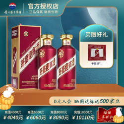 moutai茅台迎宾酒酱香型白酒送礼酒水53度500ml2瓶带礼袋