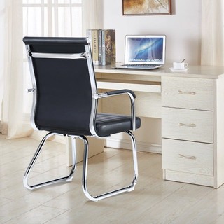古雷诺斯 电脑椅 办公椅子老板椅人体工学弓形皮椅家用电脑主播椅 不锈钢加固-黑色皮椅