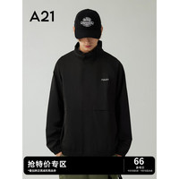 A21风衣外套男装春秋宽松立领长袖开胸3M字母印花易穿搭外套男 黑色 180/92A/XL