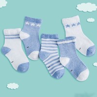 汤米鼠婴儿袜子薄款5双装蓝色（网眼款） 4-6岁(建议脚长14-17cm)