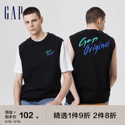 Gap 盖璞 男装夏季2023新款LOGO亲肤无袖背心672034运动休闲上衣