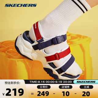 SKECHERS 斯凯奇 D'LITES系列 女士休闲凉鞋 66666302 白色/海军蓝/红色 37