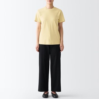 MUJI 無印良品 无印良品（MUJI） 女式 双罗纹编织 T恤 休闲百搭 短袖女夏季 浅黄色 3S XS