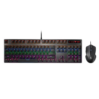 RAPOO 雷柏 V180S 键鼠套装 有线机械键盘鼠标套装 游戏键鼠套装 104键混光键盘 电脑键盘 黑色 黑轴