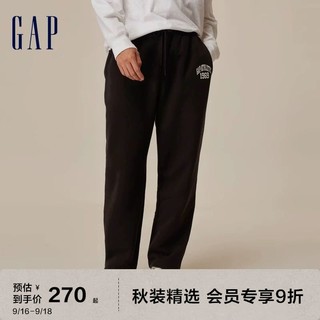 Gap 盖璞 男女装秋季2023新款LOGO碳素软磨抓绒直筒卫裤762424千禧卫裤