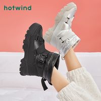 hotwind 热风 2023年冬季新款女士纯色圆头毛绒保暖休闲靴潮流时尚雪地靴
