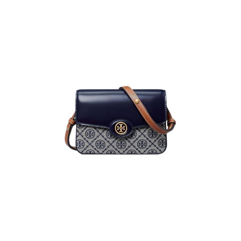 TORY BURCH 汤丽柏琦 T MONOGRAM系列 女士单肩包 152306 海军蓝 中号