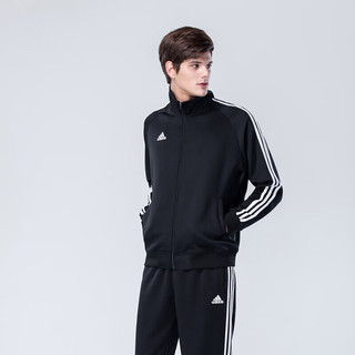 阿迪达斯 （adidas）外套男户外休闲运动夹克防风开衫运动服 黑/白（棉） L