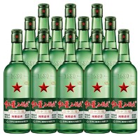 88VIP：RED STAR 红星 二锅头43度绿瓶500ml*12瓶整箱清香型固态纯粮发酵白酒口粮酒