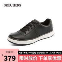 斯凯奇（Skechers）简约低帮透气舒适休闲缓震百搭皮鞋65983 黑色/BLK 45
