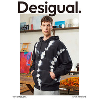 Desigual 毛圈扎染字母刺绣连帽男式卫衣