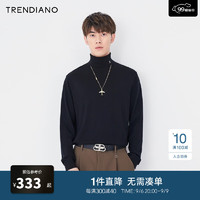 TRENDIANO飞机项链时尚百搭高领针织衫潮男 黑色090 XL