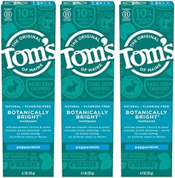 Tom's of Maine 天然无氟无 SLS 植物亮白牙膏，薄荷味133g 3件装